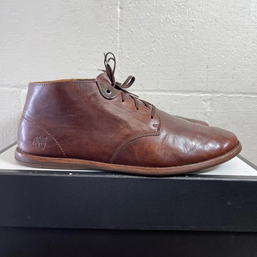 Timberland A152E Brown Leather Chukka Ankle Boots Lace Up Men's‎ Size 9.5 US